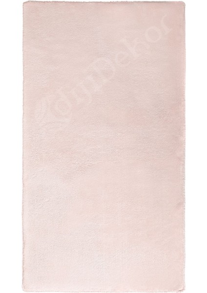 Peluş Halı Pembe Düz Desenli Yıkanabilir Post Yolluk Kilim