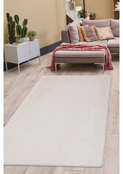 Peluş Halı Açık Vizon Yıkanabilir Post Kesme Yolluk Kilim