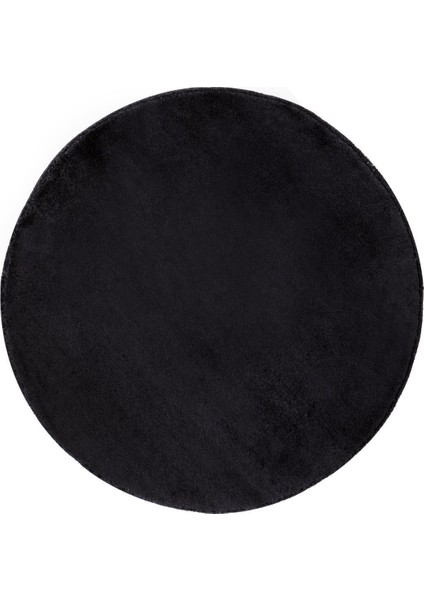 Peluş Halı Siyah Yıkanabilir Yuvarlak Kesme Post Yolluk Kilim fiyatları