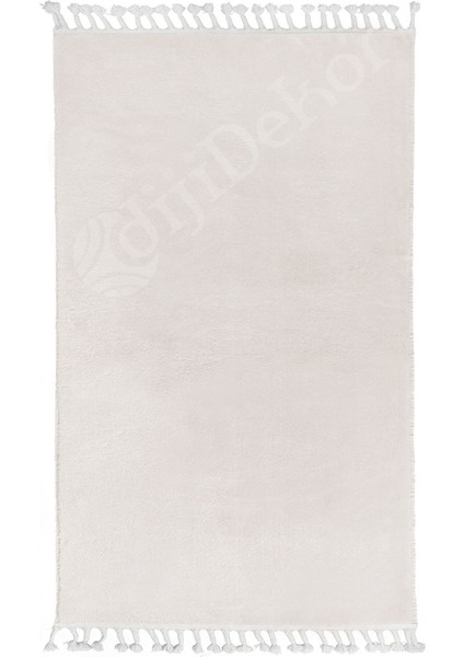 Peluş Halı Krem Düz Desenli Saçaklı Kesme Post Yolluk Kilim fiyatları