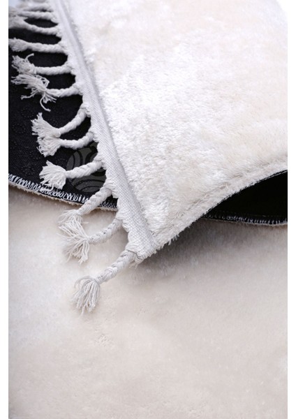 Peluş Halı Krem Düz Desenli Saçaklı Kesme Post Yolluk Kilim modelleri