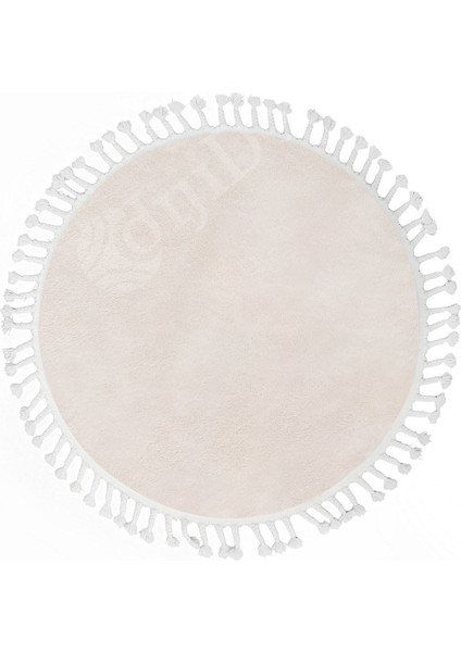 Peluş Halı Krem Saçaklı Yuvarlak Kesme Post Yolluk Kilim fiyatları