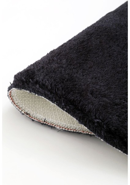 Peluş Halı Siyah Yıkanabilir Yuvarlak Kesme Post Yolluk Kilim modelleri