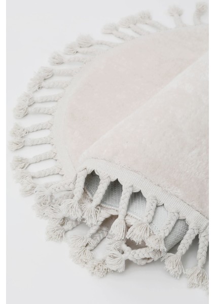 Peluş Halı Açık Vizon Saçaklı Oval Kesme Post Yolluk Kilim fırsatları