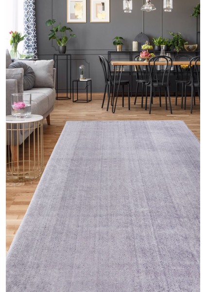 Peluş Halı Açık Gri Yıkanabilir Post Kesme Yolluk Kilim