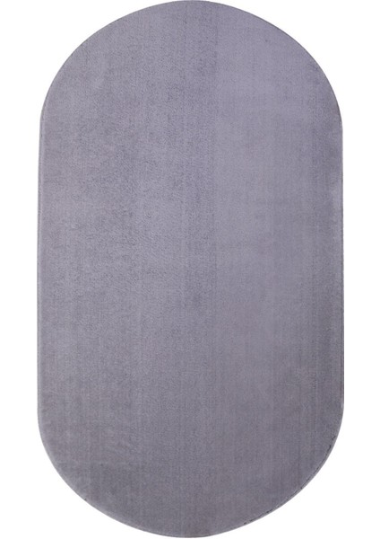 Peluş Halı Açık Gri Yıkanabilir Oval Kesme Post Yolluk Kilim
