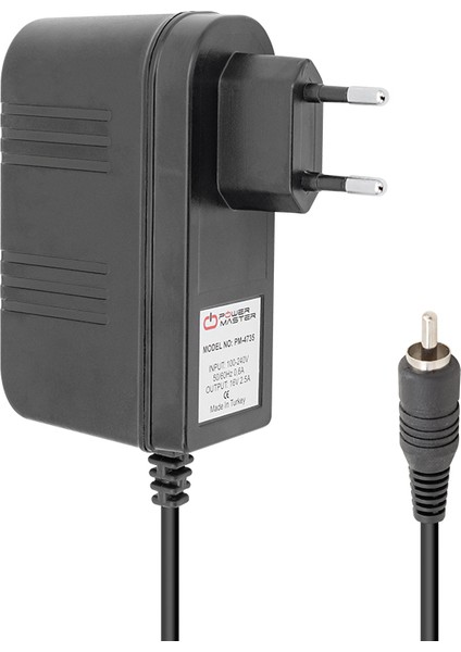 16 Volt - 2.5 Amper Priz Tipi Tos Fişli Rca Santral Adaptörü