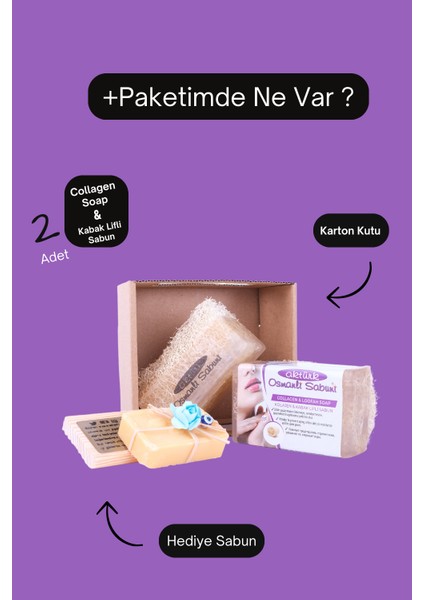 Aktürk Osmanli Sabuni Kolajen Collagen Doğal Kabak Lifli Selülit Sabunu 240 gr x 2 Adet