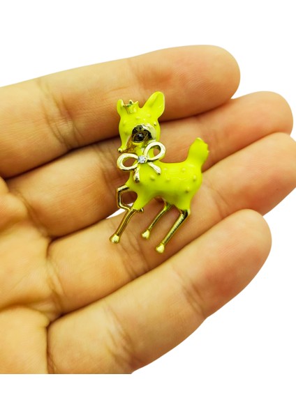 Sarı Bambi Figürlü Broş