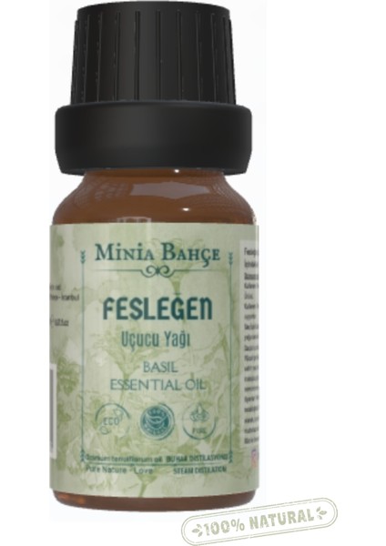 Minia Bahçe Fesleğen Uçucu Yağı, %100 Saf, 10 ml