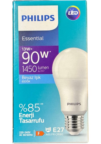 13W (90W) 6500K (Beyaz Işık) E27 Duylu Klasik LED Ampul