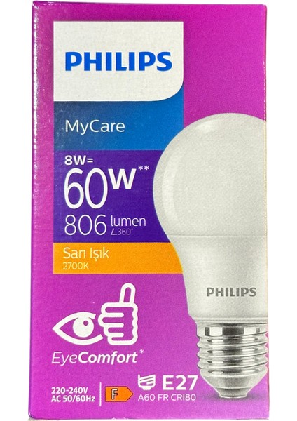 8W (60W) 2700K (Sarı Işık) E27 Duylu Klasik LED Ampul (8 Adet) fiyatları