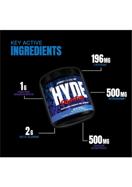 Mr. Hyde Signature Pre Workout Creatine Beta Alanine Teacrine And Caffeine Energy Focus Pumps 216 gr