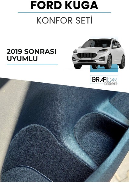 Ford Kuga Konfor Seti / 2019 Sonrası Uyumlu / Araç Içi Eşya Saklama Cepleri Kumaş Kaplama Ses Giderici Set