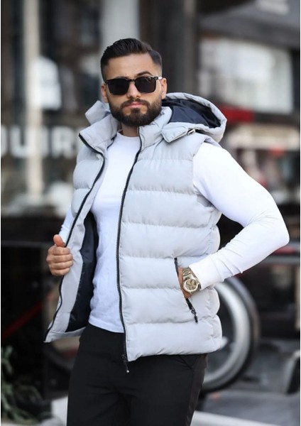 Erkek Çıkarılabilir Kapüşonlu Su Geçirmez Şişme Yelek