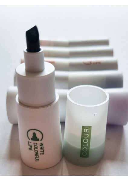 6'lı Beyaz Silindirik Write Colorful Life Kesik Uçlu Pastel Fosforlu Kalem