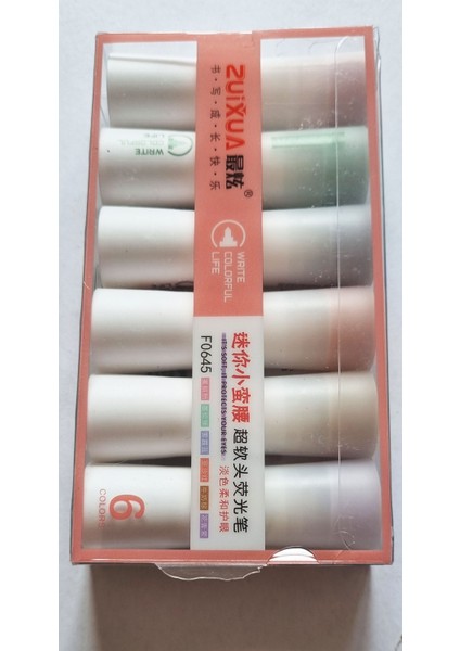 6'lı Beyaz Silindirik Write Colorful Life Kesik Uçlu Pastel Fosforlu Kalem modelleri