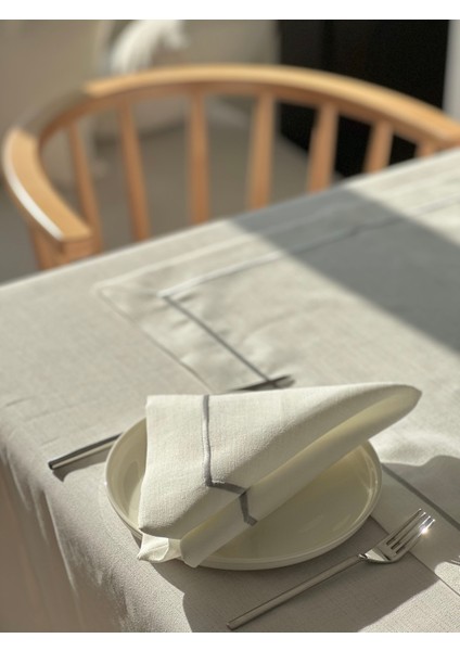 Creaminhome 12 Adet Gri Çizgili Peçete