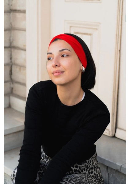 Kırmızı Çapraz Şık Bandana, Saç Bandanası, Saç Bandı Kadın Geniş Bandana Chic Buff fiyatları