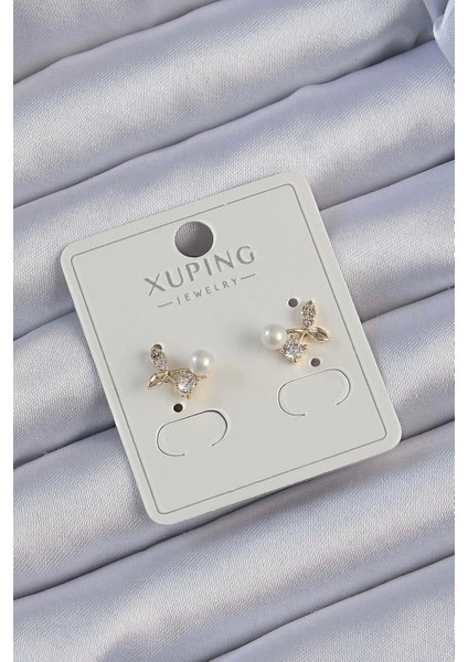 Xuping Gold Renk Zirkon Taşlı Incili Kiraz Küpe - TJ-BKP9387