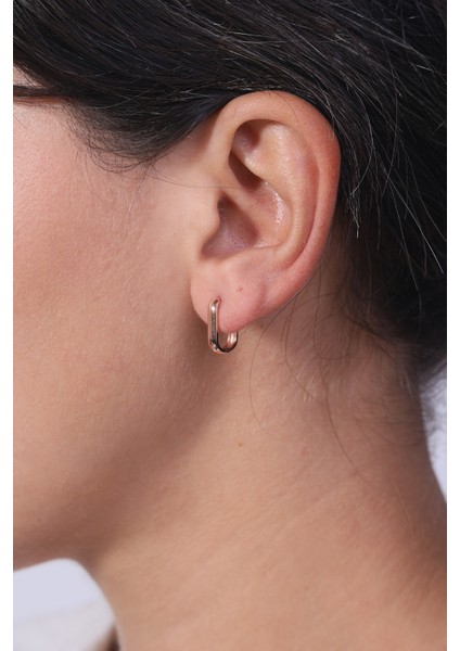 14 Ayar Altın Rosegold Geometrik Küpe