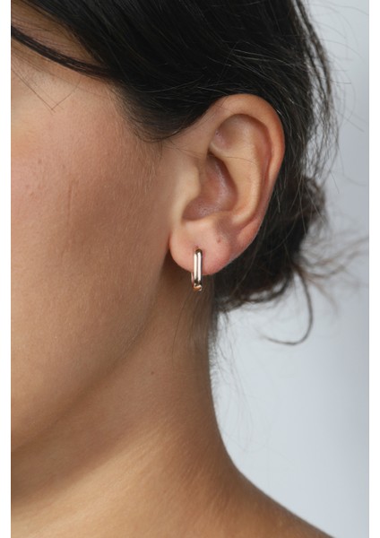 14 Ayar Altın Rosegold Geometrik Küpe