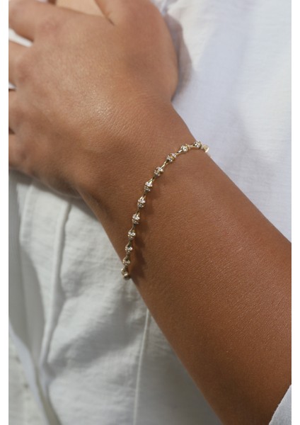 14 Ayar Altın Taşlı Kemik Model Bileklik