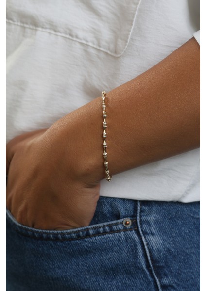 14 Ayar Altın Taşlı Kemik Model Bileklik fiyatları