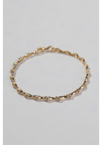 14 Ayar Altın Taşlı Kemik Model Bileklik modelleri