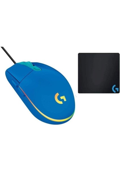 BYARS-G102 Mavi Lightsync Optik Kablolu Oyuncu Mouse + Oem Gaming Mouse Pad 40X30CM Hrdesing 9975 Byarsbilişim