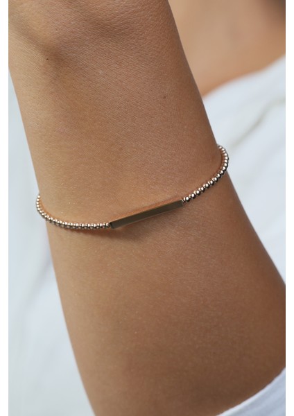 14 Ayar Altın Rosegold Plakalı Italya Bileklik