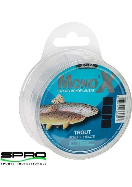 Spro C-Tec Mono x Trout 0.22MM 500M Misina 1/1 modelleri