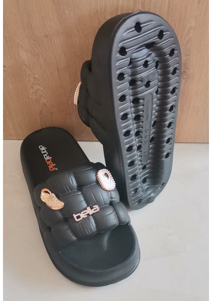 Akınal Bella Terlik Kadın Büzgü Model Taşlı Siyah indirimleri