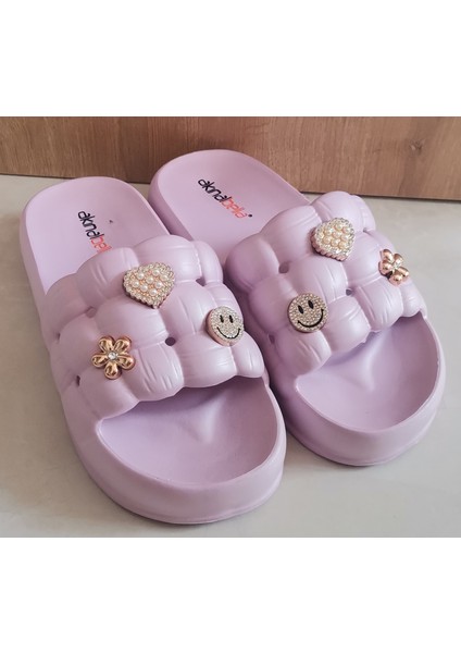 Akınal Bella Terlik Kadın Büzgü Model Taşlı PUDRA fiyatları