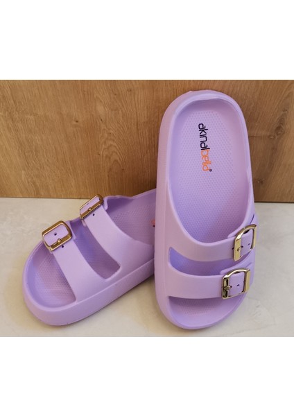 Akınal Bella Çift Tokalı Terlik Günlük Kadın Ortopedik Lila fiyatları