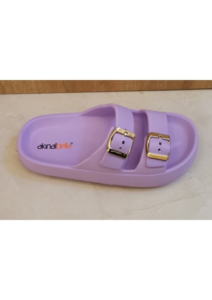 Akınal Bella Çift Tokalı Terlik Günlük Kadın Ortopedik Lila fırsatları