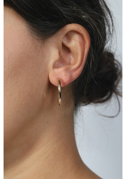 14 Ayar Altın Düz Kalın Halka Model Küpe fiyatları