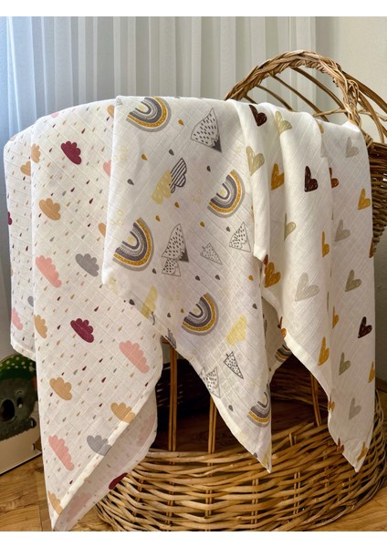 Çok Amaçlı Müslin Örtü & Battaniye 3'lü Set %100 Pamuk Oeko-Teks Sertifikalı 100X100 cm
