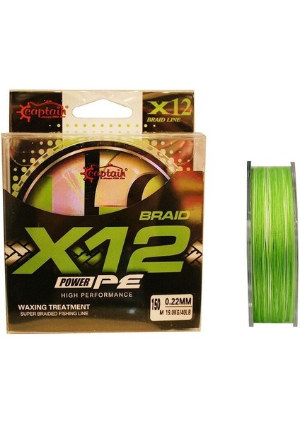 X12 Power Pe 12 Örgü Spin Ip Misina 150MT Green White 0.24 mm