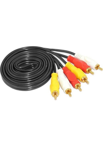 1.8 Metre 3rca To 3rca Kablo - Altın Uçlu , Kompozit Ses ve Video Aktarım Kablosu