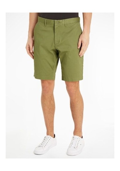 Erkek Marka Logolu Streç Pamuklu 1985 Kolleksiyonu Fermuar ve Düğme Kapamalı Iki Adet Açılı Yan Cepli Yeşil1 Kapri MW0MW23568-L9F