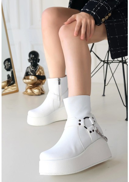 Goar Beyaz Cilt Dolgu Topuk Bot fiyatları