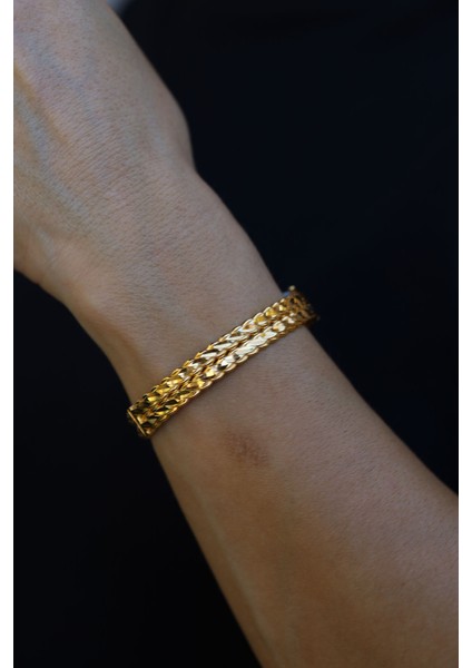 14 Ayar Altın 2 Sıra Üçlü Burgu Kelepçe fiyatları