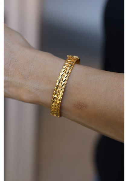 14 Ayar Altın 2 Sıra Üçlü Burgu Kelepçe modelleri