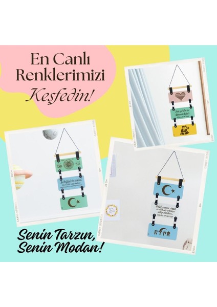 Bebeğinizin Ismine Özel, Nazar Dualı, Ay Yıldız Motifli, Duvar Dekorasyonu, Harika Hediyelik