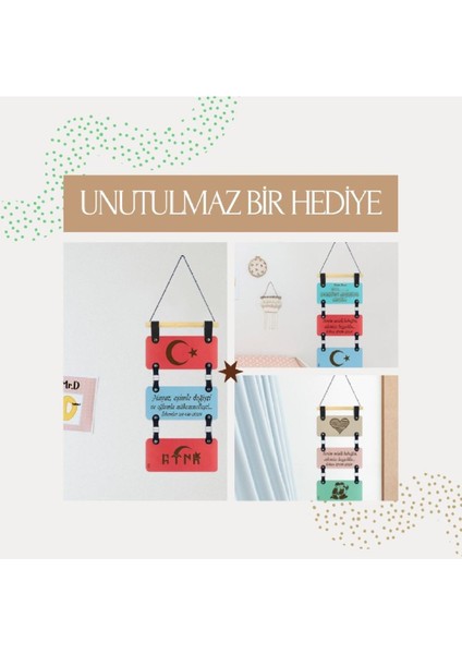Bebeğinizin Ismine Özel, Bilge Kağan Sözüyle, Ay Yıldız Motifli, Duvar Dekorasyonu, Harika Hediyelik