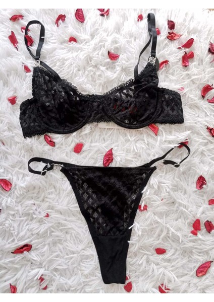 Arona Siyah Nude Dantelli Bralet