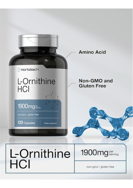 L Ornithine Hcl 1900 mg 120 Quick Release Capsul