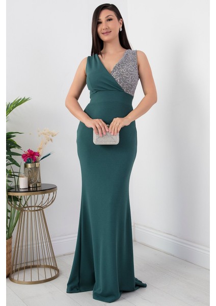 Kruvaze Yaka Uzun Balık Abiye Elbise 13213 fırsatları