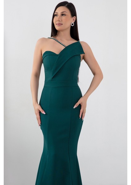 Yırtmaçlı Inci Detaylı Uzun Balık Abiye Elbise 13218 fiyatları